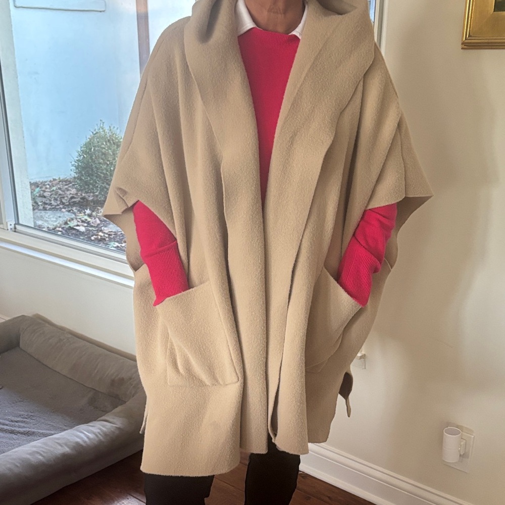 Free People Tan Hooded Poncho
